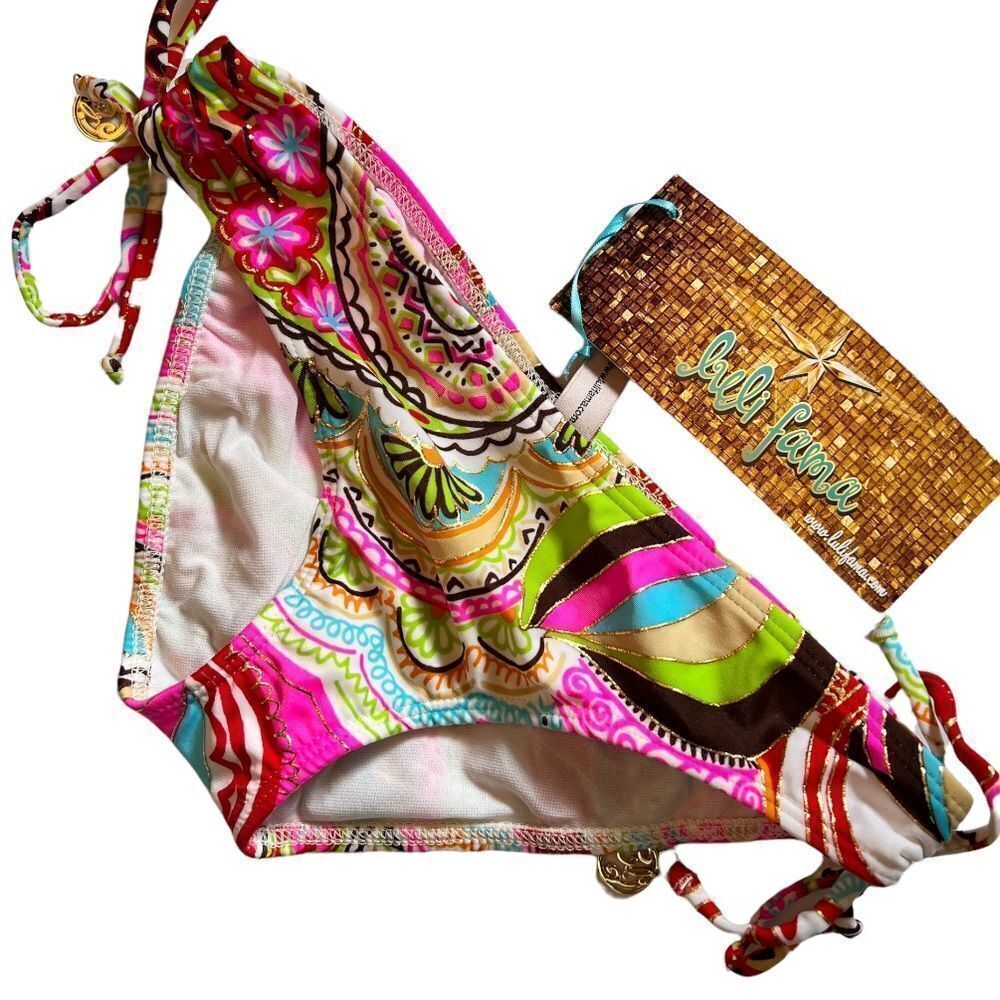 Luli Fama Pura Vida Adjustable Sides Full Bikini Bottom nwt